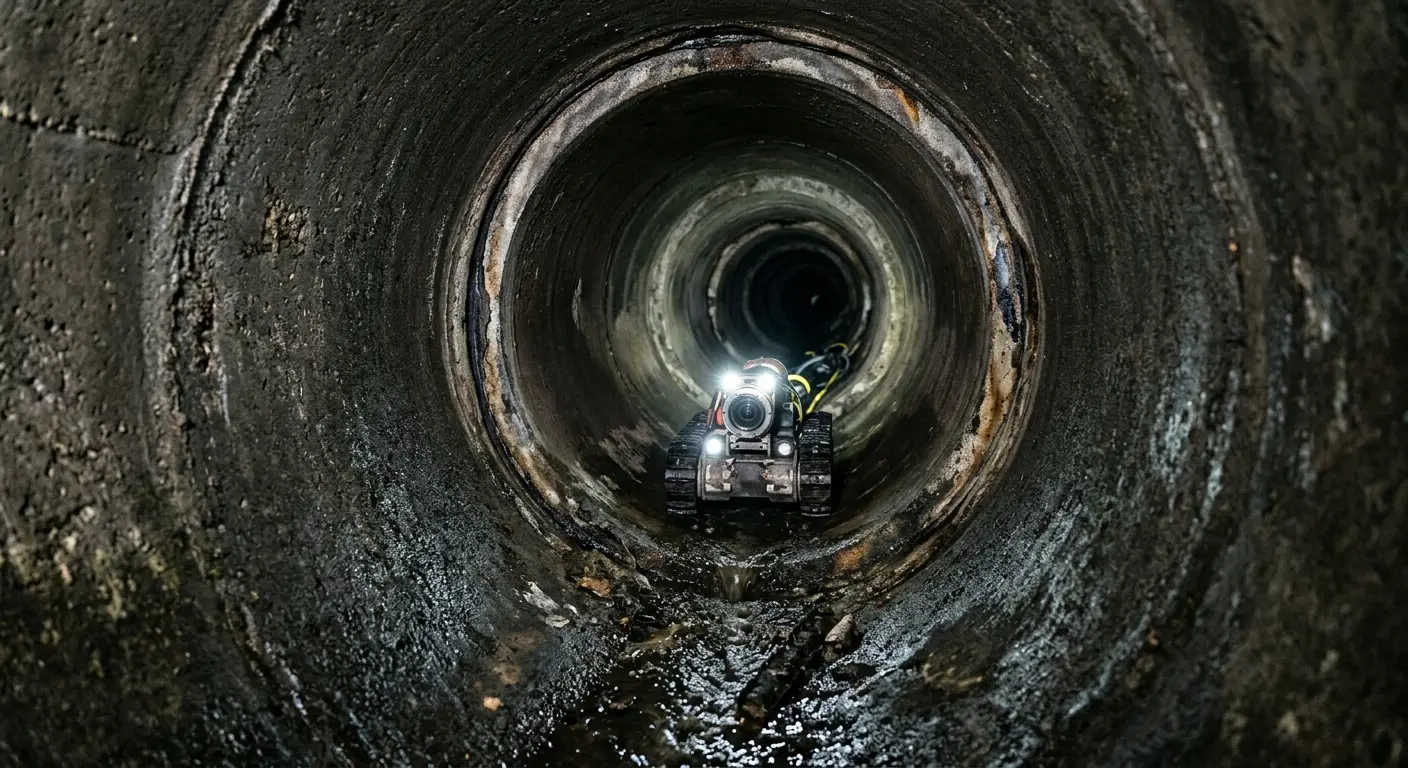Robotic sewer camera inspecting pipe interior for Sewer Line Repair in Lutherville